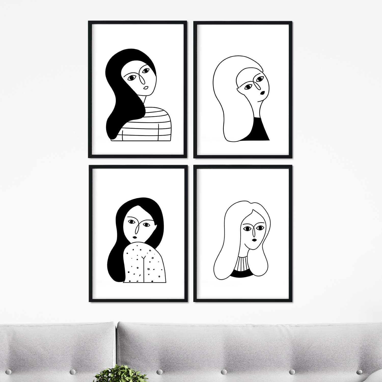 Nacnic Set of 4 sheets Four women. Posters with drawings of women. A3 size unframed — image 1