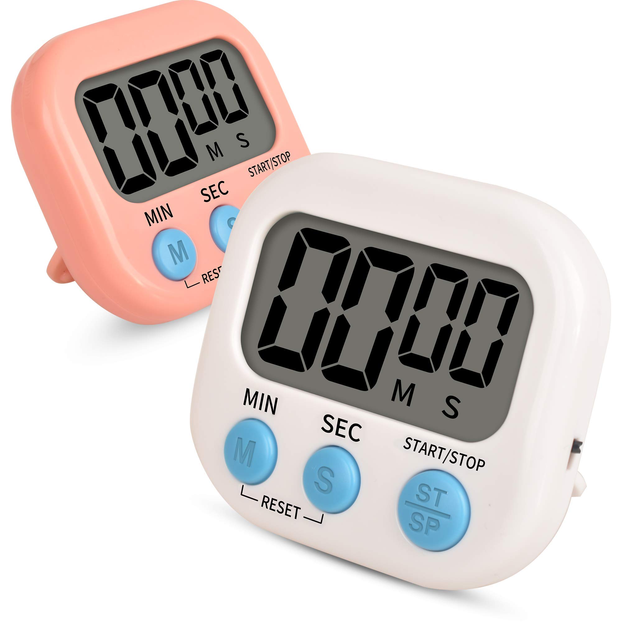 Timer for Kids,Kitchen Timer Digital,Magnetic Back,Loud Ring,Stand for Cooking,Classroom,Bathroom,Teachers,Kids 2 pack