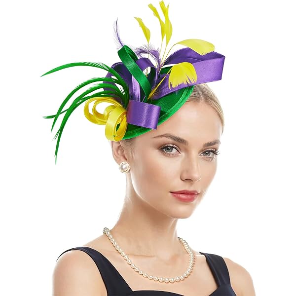 Bniksok Mardi Gras Fascinators for Women Tea Party Hat 