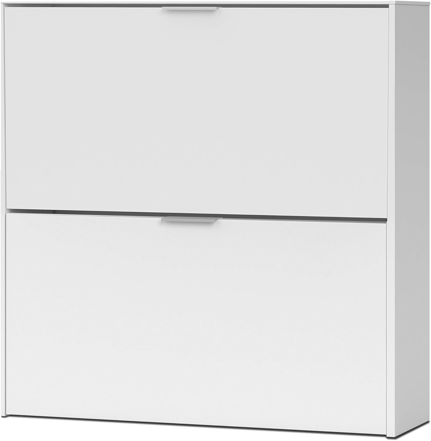 Habitdesign 007873O - Zapatero 2 Puertas, Mueble Zapatero Estrecho Acabado en Color Blanco, Medidas: 75 cm (Largo) x 76 cm (Alto) x 22 cm (Fondo)