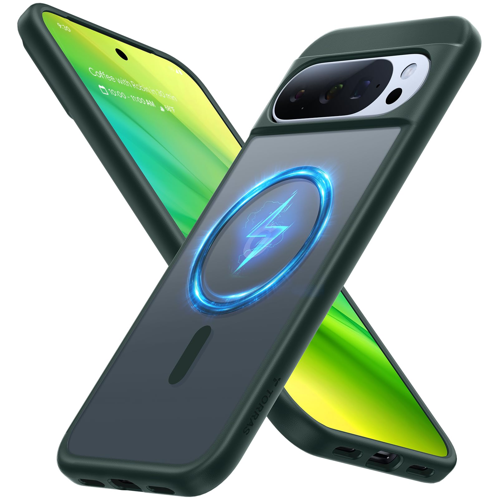 Photo 1 of TORRAS Magnetic Shockproof for Google Pixel 10 Pro XL Case, Strong Magnet fit for MagSafe, 12FT Mil-Grade Protection, Slim Translucent Matte Case for Pixel 10 Pro XL with Multi-Color Buttons, Green