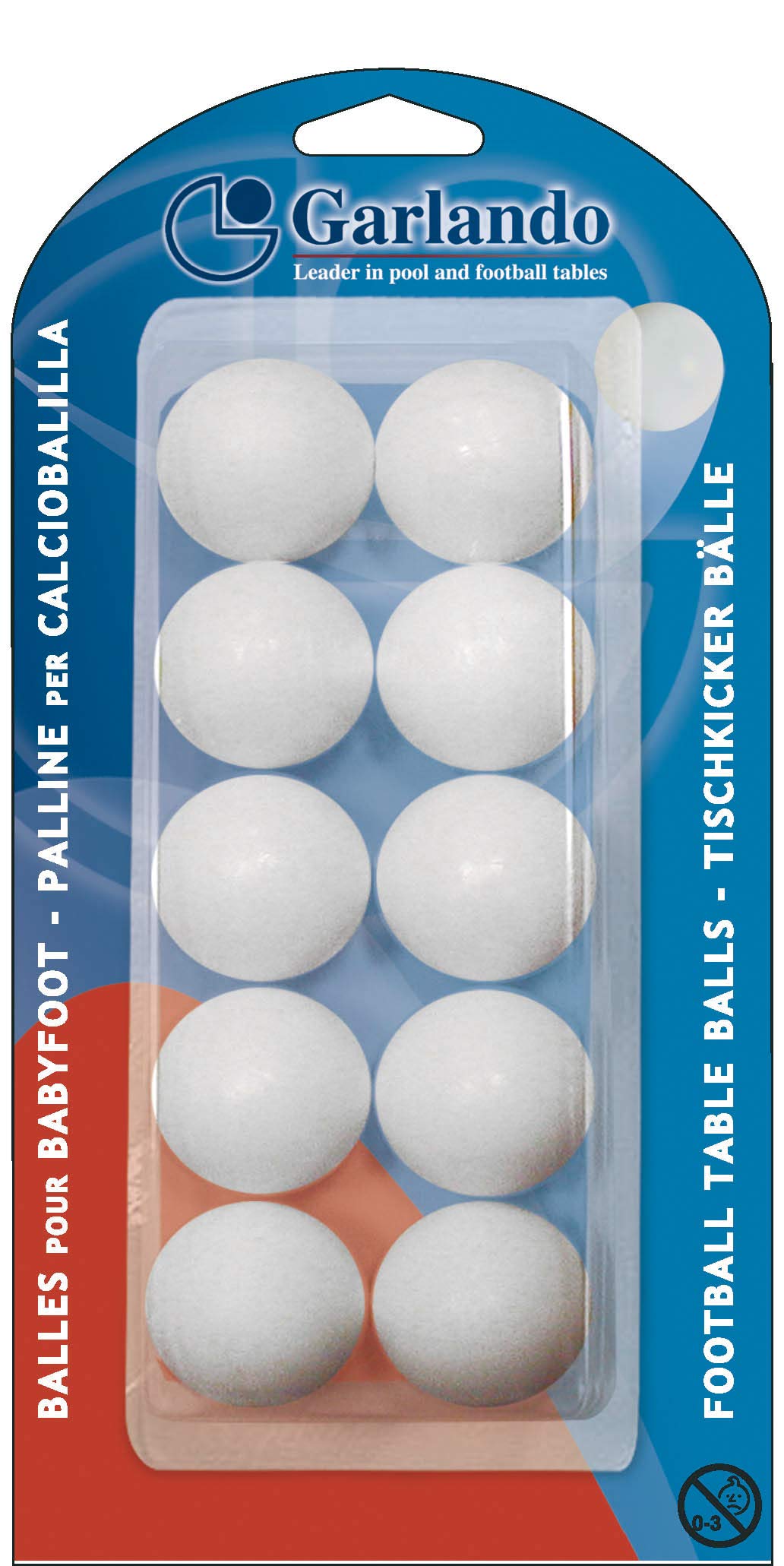 Garlando Pack of 10 Standard Table Football Balls, White, 33.1mm