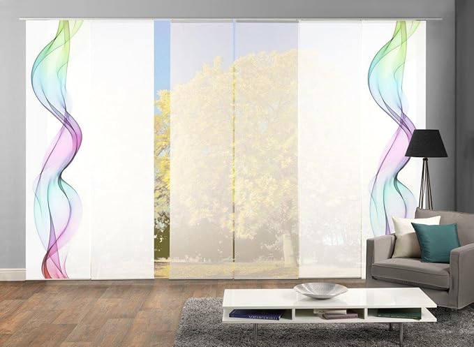 HOME WOHNIDEEN Komplett-Fenster-Schiebevorhang Alberta, 6-er Set, 245x60 cm Multicolor