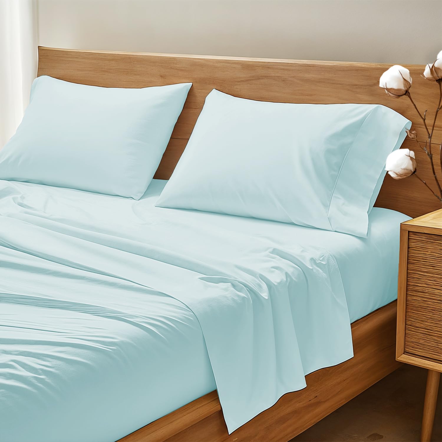 Photo 1 of THREAD SPREAD 100% Egyptian Cotton Sheets Twin Size - 1500 Thread Count 3 PC Twin Sheet Set Egyptian Cotton, Sateen Weave Luxury Sheets, High Count Sheet, 17" Deep Pocket - Pistachio Green
