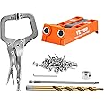 VEVOR Pocket Hole Jig, 56 Pcs Mini Jig Pocket Hole System with 9" C-clamp, Step Drill, Wrench, Square Drive Bit, Drill Stop Ring, and Screws, for DIY Carpentry Projects