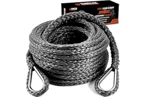 YUNPEAK Winch Rope Extension, 1/2'' x 50ft 32,500Lbs Synthetic Winch Extension Rope, Winch Extension Line for Off Road Vehicle ATV UTV SUV Jeep (Gray)