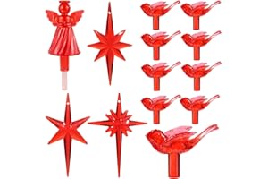 KONOHAELF 117Pcs Ceramic Christmas Tree Red Cardinal Bird Replacement Lights Bulbs and 1 Angel/3Stars Topper Ornament for Ceramic Tree Décor - Medium Plastic Pegs.
