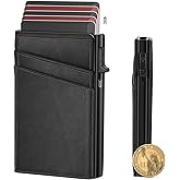 MIAOKE 9-14 Card Capacity Men's Slim Wallet, Leather RFID Blocking Card Holder with ID Window, Stylish, Compact, Minimalist, Ultra-Thin, Front Pocket