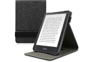 kwmobile Cover Compatible with Kobo Clara HD - Case with Strap + Stand - Black