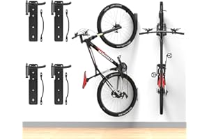 HAVEDAWN Bike Rack Garage Wall Mount, Swivel Bike Rack, Swing 90 Degrees, Vertical Bike Hanger Hook for Indoor, Bicycle Storage Rack, Space Saving Bike Holder (4 Pack W/Stopper)