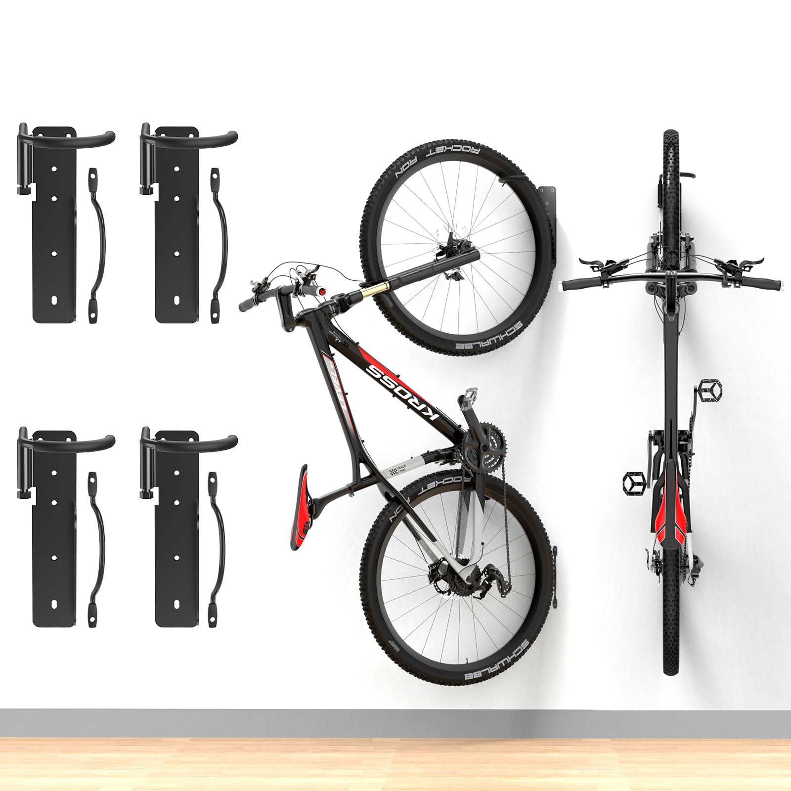 FLINTER 4 Pack Bike Rack Garage Wall Mount, Swivel