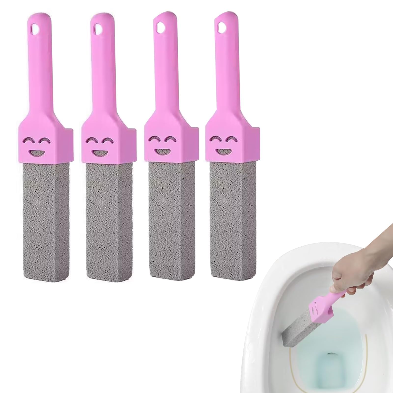 PLATEYTR 4 Pieces Toilet Pumice Cleaning Stone with Handle Toilet Pumice for Cleaning, Pumice Stick for Removing Water Ring Stains on Toilet for Toilets, Bathtubs, Sinks, Swimming Pools