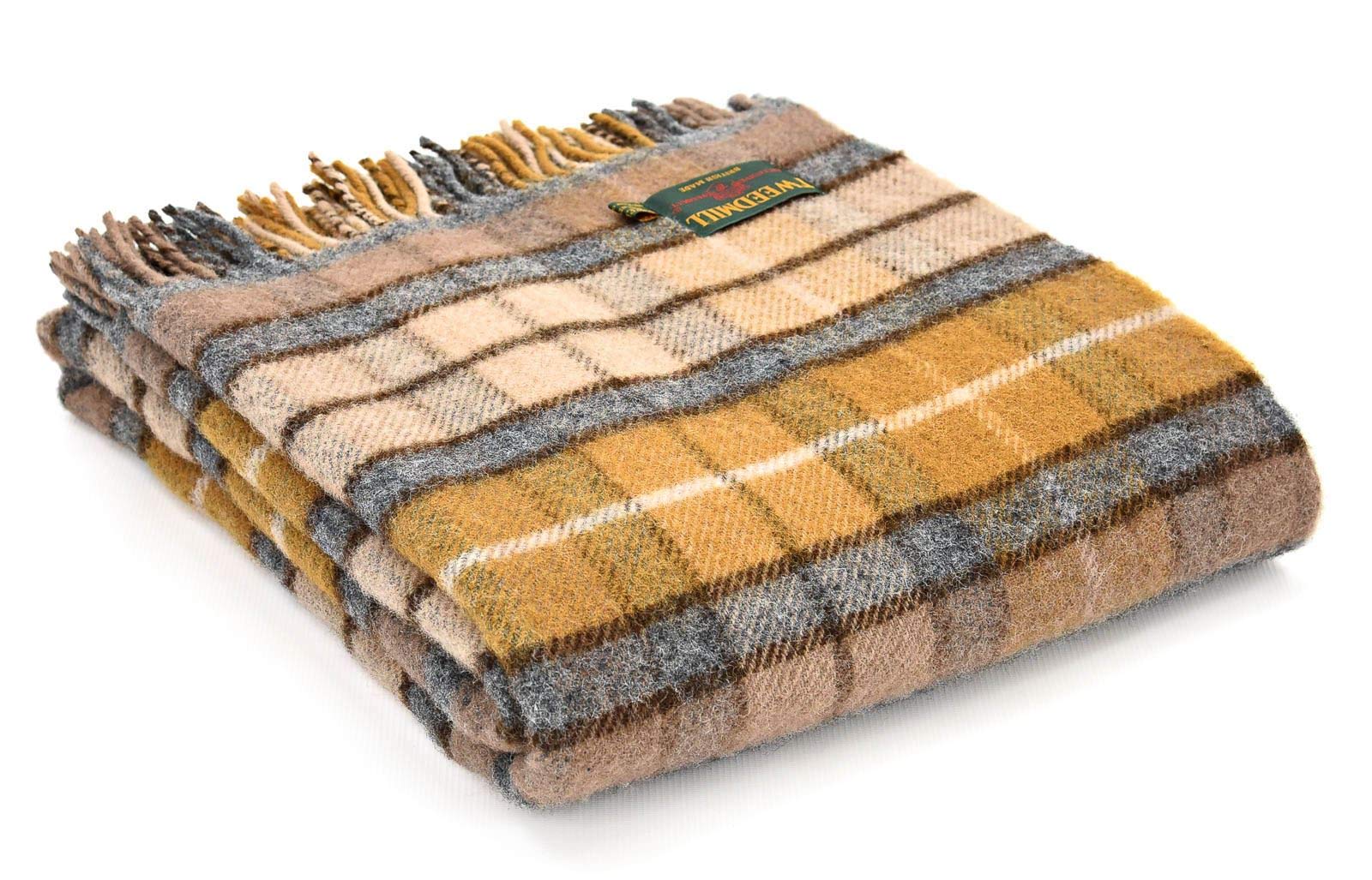 Tartan Pure New Wool Picnic Blanket - Natural Buchanan - British Made by Tweedmill Textiles