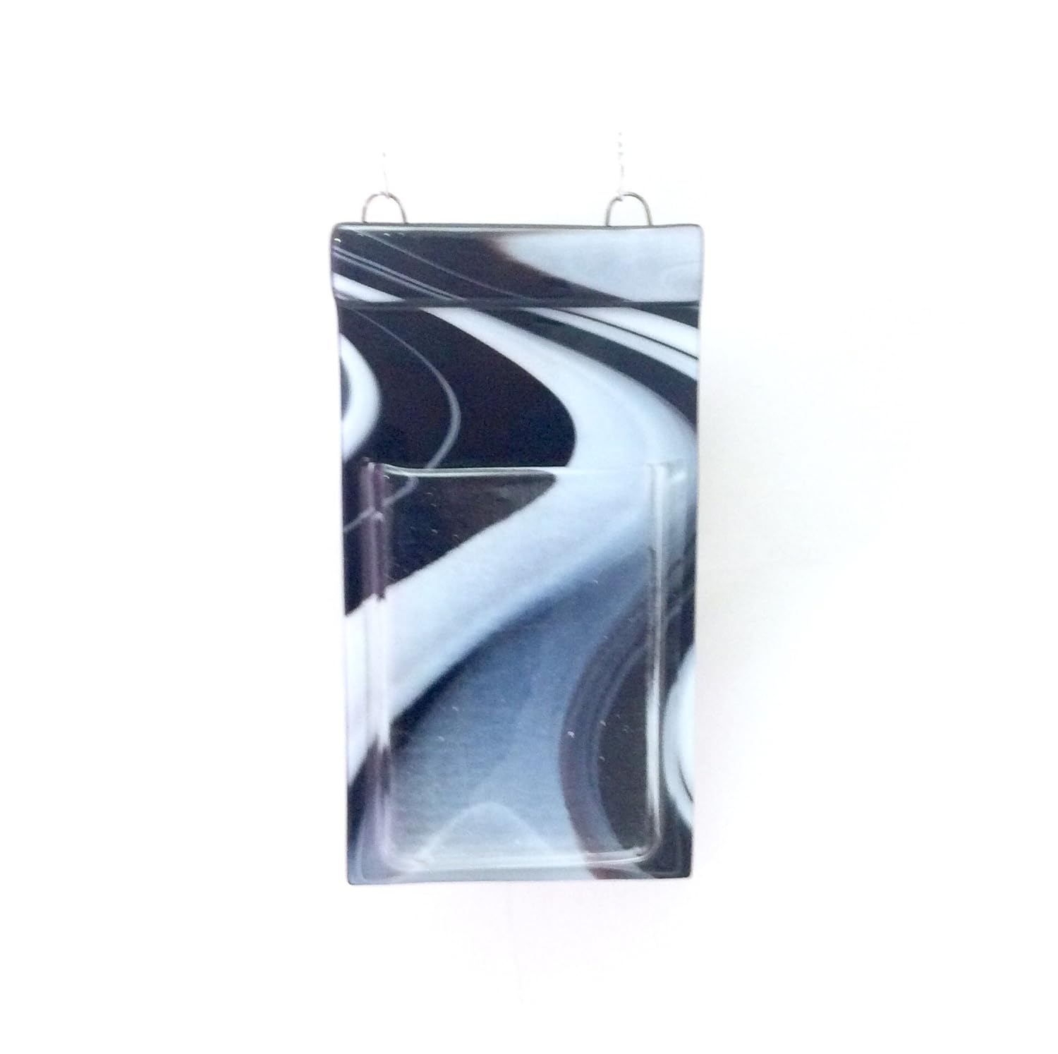 Amazon Com Pocket Vase Black White Fused Glass 6 5 X 3 5 Wall