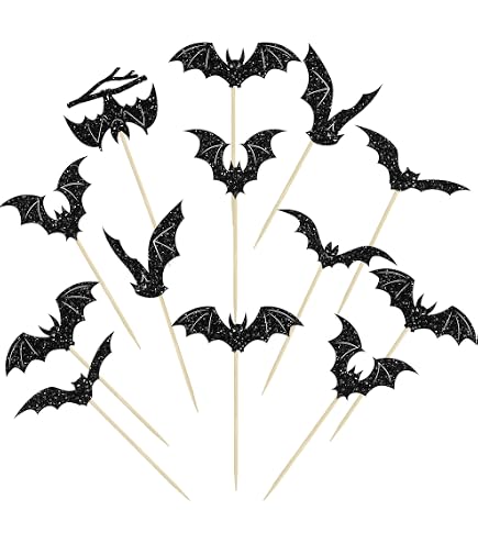 Halloween Baby Shower Cupcake Toppers - 36pcs Batty For Baby Decor, Double-Sided, Gender Reveal Party Supplies - View #10