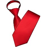Branduce 3.15"(8cm) Mens Solid Satin Tie Pre-tied Adjustable Zipper Necktie for Business and Wedding