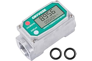GRYVOZE 1" Alu Alloy Flow Meter with Rubber Rings, 9-100 LPM ±1% Accuracy Inline NPT Flowmeter for Water, Diesel & Gasoline -