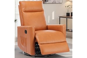 Smug Swivel Rocking Recliner Chair with Extra Large Footrest High Back, Upholstered Glider Nursery Chair for Living Room, Bedroom & Nursery, Comfortable Deep Seating for Relaxation, Brown Seating