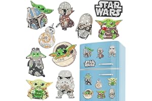 LAVIDASS Diamond Painting Fridge Magnets, 10 Pcs Gem Art Diamond Painting Kits for Kids Adults and Beginners, Arts and Crafts for Kids Ages 8-12 for Home Decor