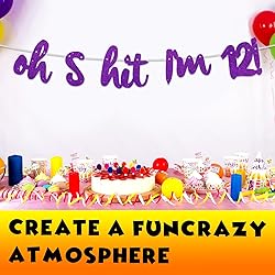 Oh S*it I’m 12! Banner Backdrop Glitter Purple