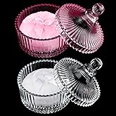 4 Pcs Large Body Powder Puff and Container Large Glass Powder Container with Puff Crystal Case Soft Washable Reusable Fluffy Makeup Sponge Wet Dry (Clear and Pink)