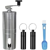 MuYuDaDi Pill Crusher for Fine Powder | Stainless Steel for Elderly | Manual Grinder with Ceramic Burr, Adjustable Coarseness, Crushes Multiple Tablets at Once, 2 Travel Pill Cases &amp; Brush