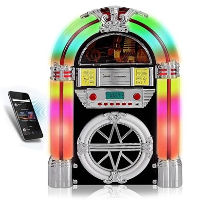 Jukebox Bluetooth Speaker Radio Cd Player Music Countertop Vintage