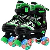 Kids Roller Skates for Boys Girls, 4 Size Adjustable Kids Rollerskates with Light Up Wheels Roller Skates for Boys Girls Ages 5-8 8-12