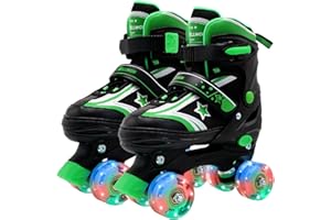 WELLWON Kids Roller Skates for Boys Girls, 4 Size Adjustable Kids Rollerskates with Light Up Wheels Roller Skates for Boys Girls Ages 5-8 8-12