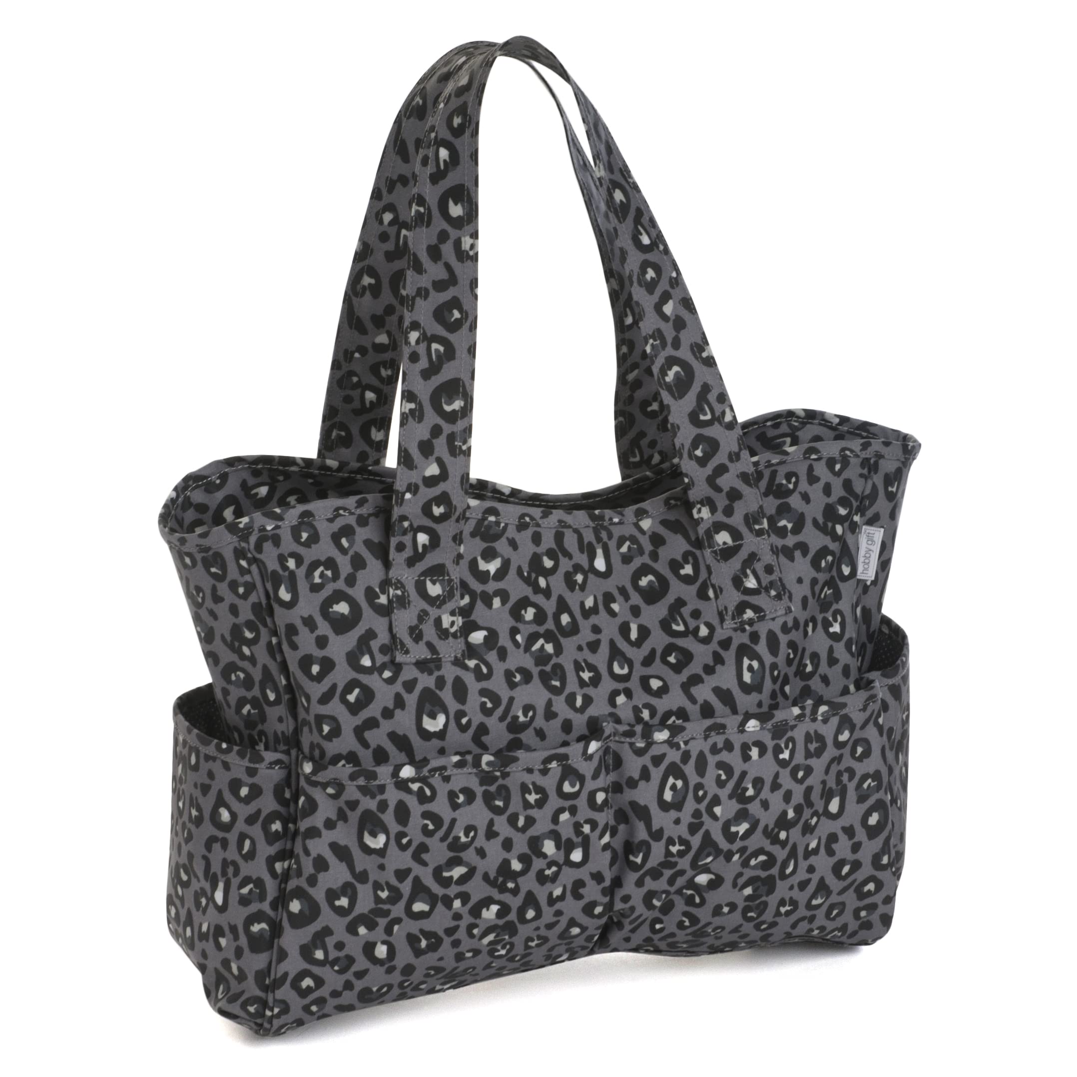 Hobby Gift Exclusive Craft Bag, Shoulder Bag, Knitting Bag, Yarn Storage, School bag, 13 x 34.5 x 29cm, Leopard