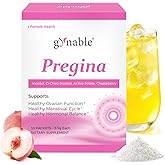 Gynable Pregina Myo-Inositol & D-Chiro Inositol Powder for Women - PCOS Fertility Support, Hormonal Balance, Regular Cycles | Patented Active Folic Acid, Vegan, Gluten-Free (30 Servings, Peach)