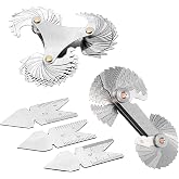 5 Pcs Thread Pitch Gauges Measure Tool Set,Stainless Steel Thread Gauges 3 Pcs 55 &amp; 60 Degree Metric System Centre Gage + 51Pcs America SAE Type + 52 Pcs Metric &amp; America SAE Type &amp; British Whitworth