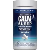 Natural Vitality Calm Sleep Capsules | Magnesium with Melatonin, L-Theanine &amp; Gaba Supplement | For a Good Night's Sleep | Non-GMO, Gluten Free &amp; Vegan | 120 Count