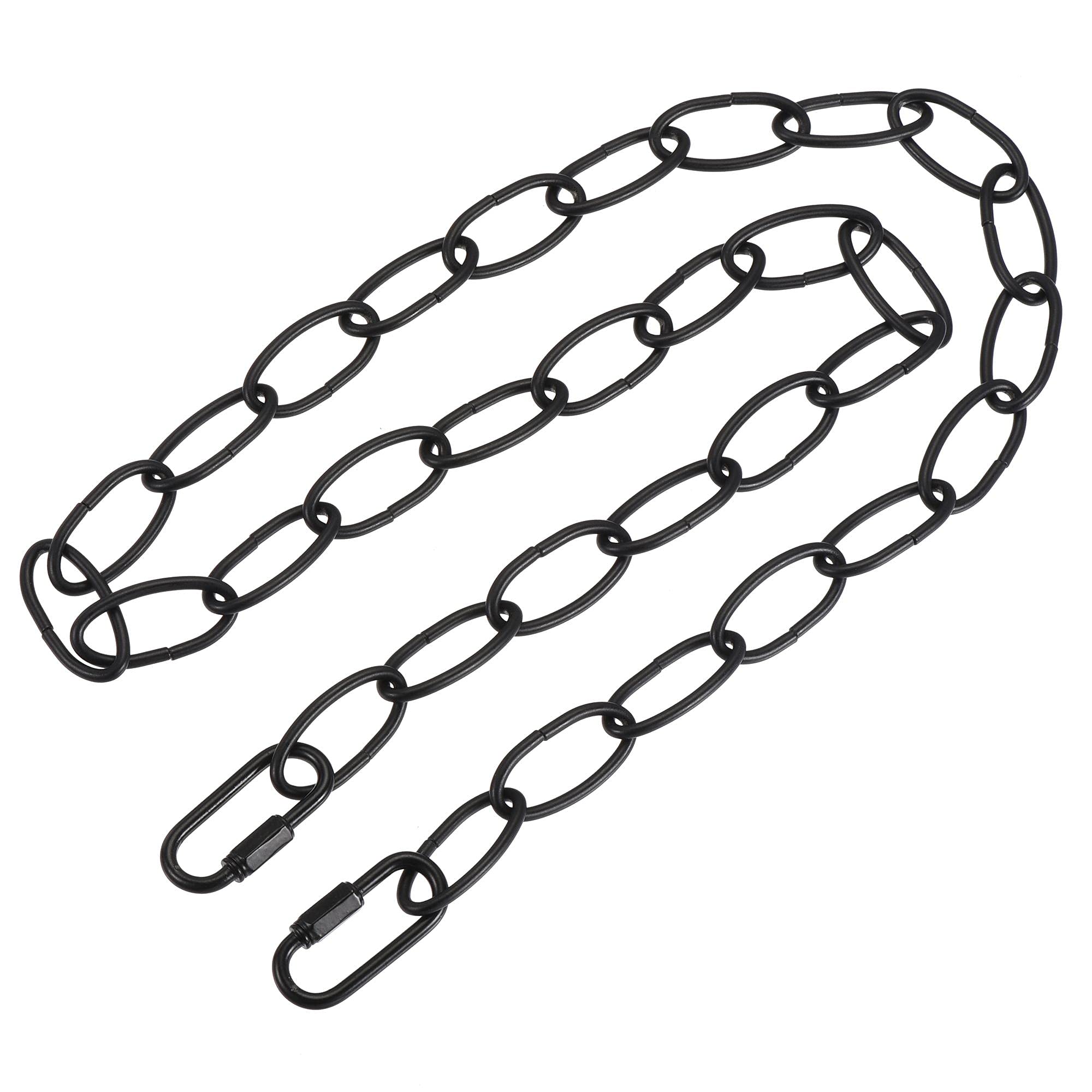 sourcing map Pendant Light Fixture Chains, 3mm Thick 1m Long Chandelier Hanging Links with Chain Connectors, Black 1 Set