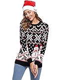 Aibrou Maglione Natalizio Donna, Xmas Pullover Natale Donna Manica Lunga con Pupazzo di Neve Stampare, Maglieria Maglioni Donna Natalizi per Autunno Inverno