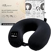 ARniwer Bluetooth Music U Shaped Neck Pillow Wireless Bluetooth Speaker Memory Foam Suitable Airplane,Bus,Train,Car,Office,and Outdoor Camping The Best Travel Essentials. (Black)