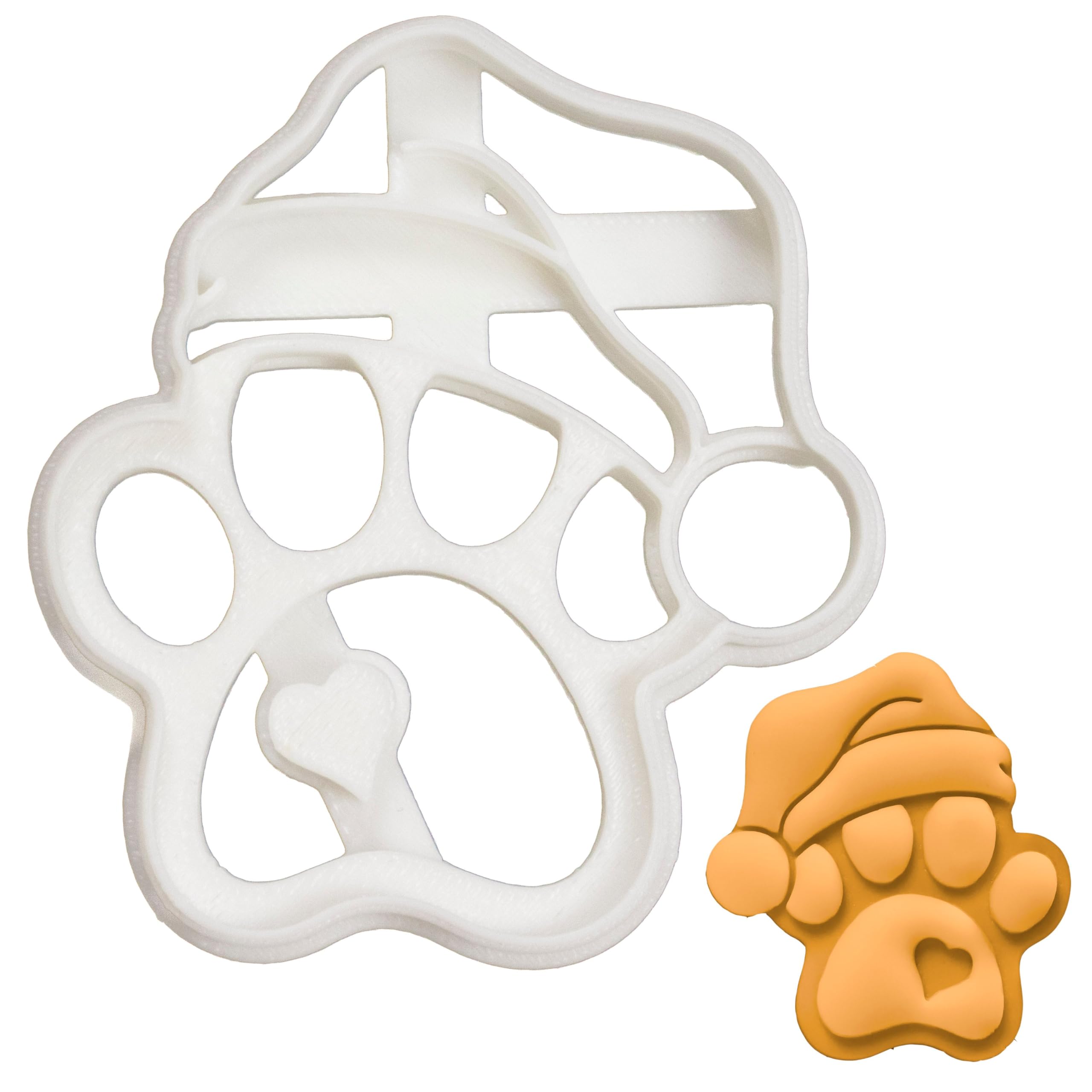 BAKERLOGY Cute Santa Paw Cookie Cutter - Detailed Biscuit Cutter Design for Baking and Crafts, Ideal on Fondant, Dough, Clay