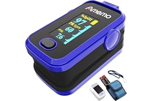 AMEMO Fingertip Pulse oximeter fingertip with Plethysmograph and Perfusion Index, Portable Blood Oxygen Saturation Monitor for Heart Rate and SpO2 Level, O2 Monitor Finger for Oxygen,Pulse Ox,Oximetro,