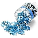 150PCS Heat Shrink Crimp Ring Connectors #10 Blue 16-14 AWG - Sopoby Electrical Ring Terminals - Heat Shrink Wire Connector K
