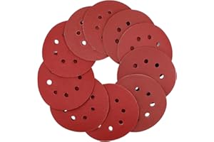 Akjwp 100PCS Sanding Discs 5 Inch 8 Holes and Loop Adhesive Sanding Discs Sandpaper for Random Orbital Sander 120/240/320/600/800 Grits
