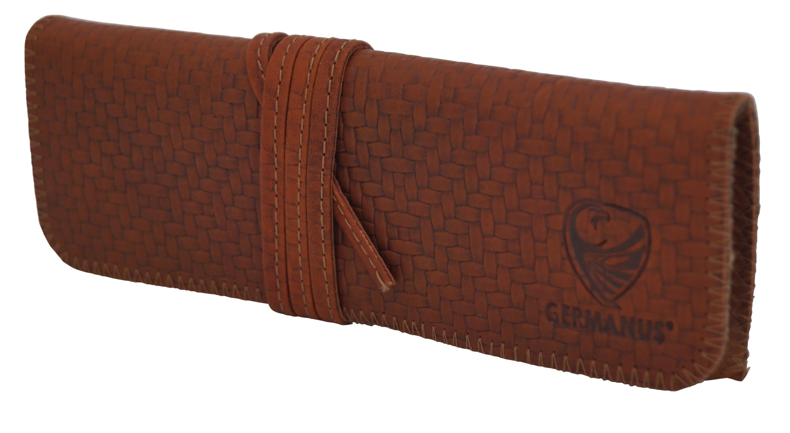 GERMANUS Pencil Case Strap, Leather, Made in the EU (Brown Structure), Textured brown, School bag set