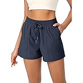 ODODOS Stretch Woven Athletic Shorts for Women High Waist Summer Lightweight Casual Shorts with Pockets