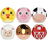 Whaline 60Pcs Farm Animal Birthday Party Dessert Plates Cock Pig Cow Sheep Disposable Paper Plates 6 Designs Farmhouse Dinnerware Plate 7 Inch for Party Supplies Table Decor