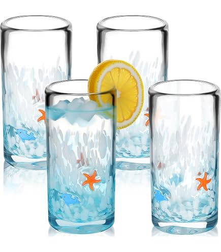Amazon.com | Summer Sea Shells Beach Plastic Wine Glass Tumbler, 16 oz,  Pack of 2: Tumblers & Water Glasses