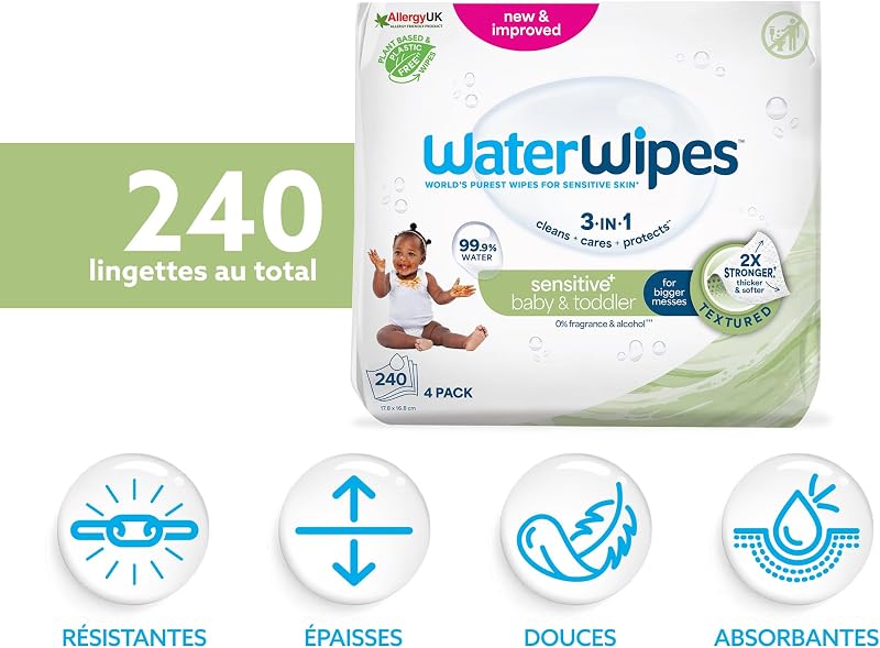 Peau Sensible+ Lingettes Visage et Mains, 4 Paquets