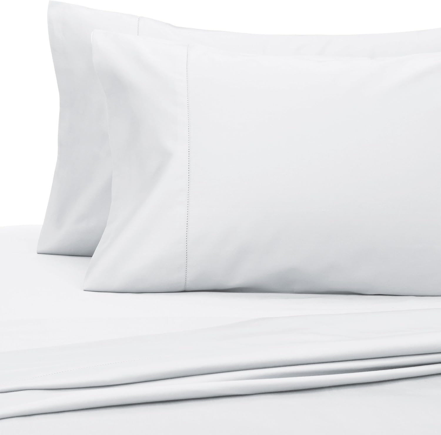 Pinzon 400 Thread Count Egyptian Cotton Sateen Hemstitch Sheet Set - Queen, White: Home & Kitchen
