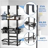 UUlioyer Hanging Shower Caddy Over Door 3-Tier Shelf No Drilling Black view 3