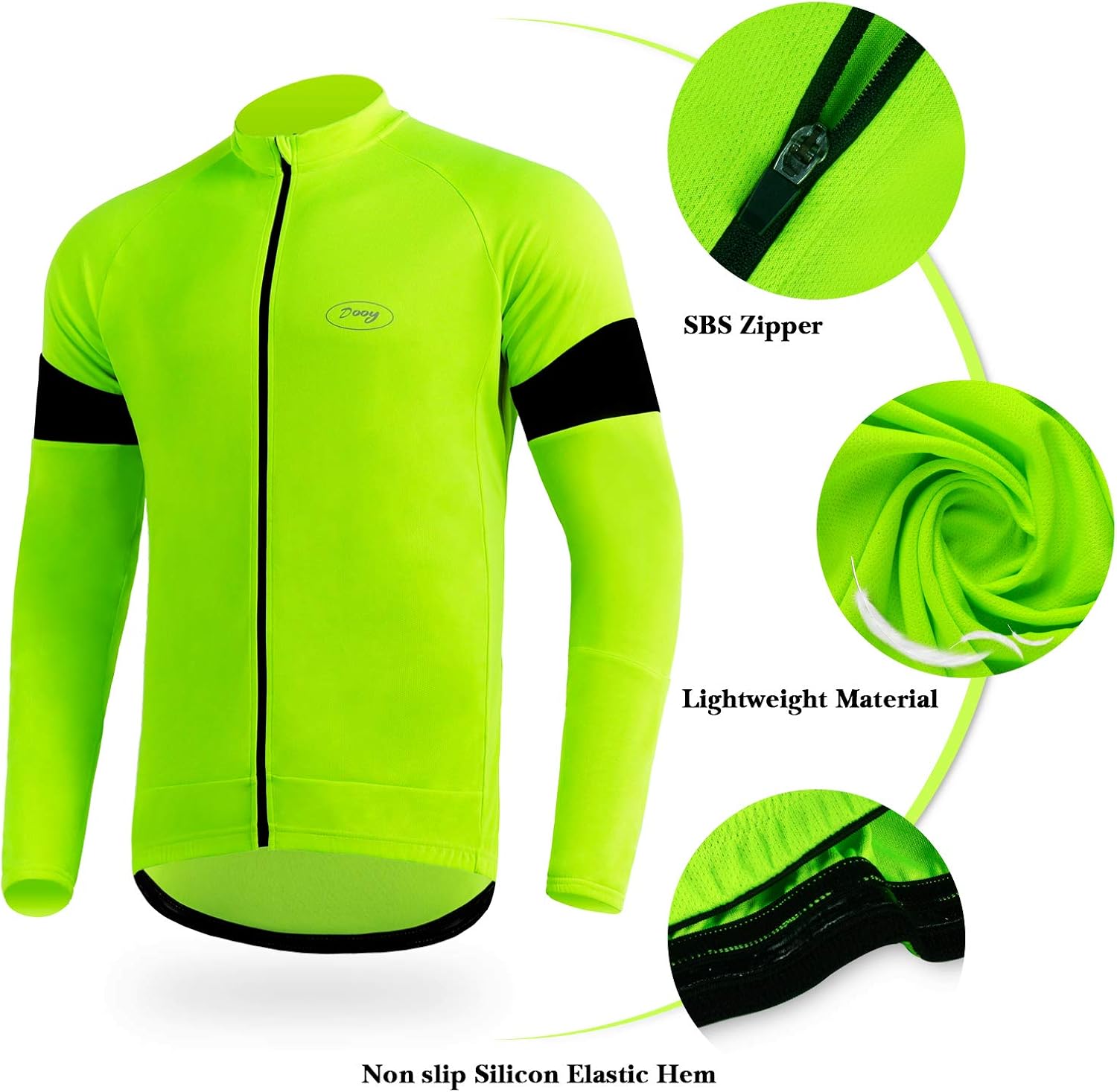 Dooy Men's Cycling Bike Jersey Long Sleeves Full Zipper Biking Shirts with Pockets, Breathable MTB Shirt Basic Series : Sports & Outdoors