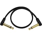 D'Addario Flat Guitar Patch Cable 1 ft Right Angle, 1-Pack | D'Addario patch cables deliver clean signal, compact pedalboard routing, durable connectors and stage-ready performance.