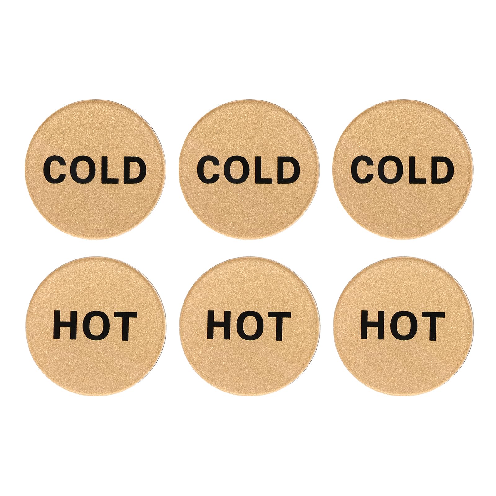 PATIKIL Self Stick Hot/Cold Water Label, 3 Pairs/6 Pack Acrylic Round Shape Sticker Signs for Faucets Sinks, Gold
